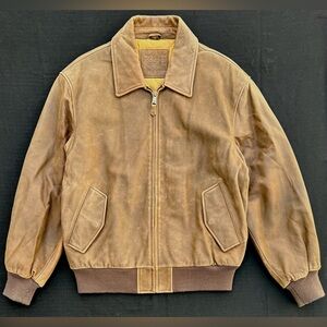 Dockers Vintage Leather Bomber Jacket Brown Men's Size Medium